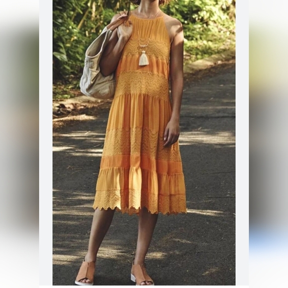 Anthropologie HD InParis Vallanella Dress In Marigold Yellow Size XS $250 - Picture 4 of 11